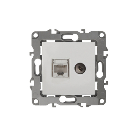 Розетка ЭРА Серия 12 12-3110-01 комбинированная RJ45+TV IP20 белый