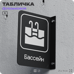 Табличка Бассейн флажковая на стену, двусторонняя с крепежом, 19 х 25 см, для офиса, кафе, ресторана, серия COSMO, Айдентика Технолоджи