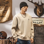 Мужская толстовка американского ретро-стиля, 360 г, весна-осень, новая модная брендовая свободная модель, модная футболка с принтом, мужской стиль