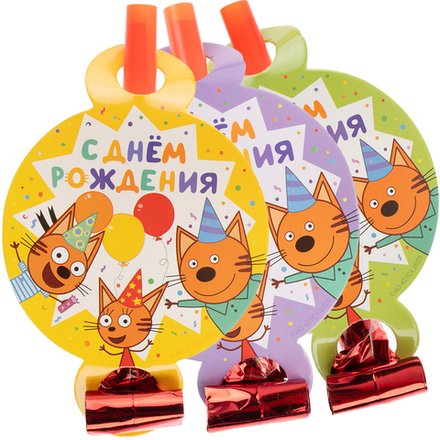 Карнавальные язычки гудки, Три Кота, Играем вместе, 11 см, 6 шт. в упак.
