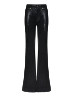 Брюки из кожи с тиснением под крокодила, черный