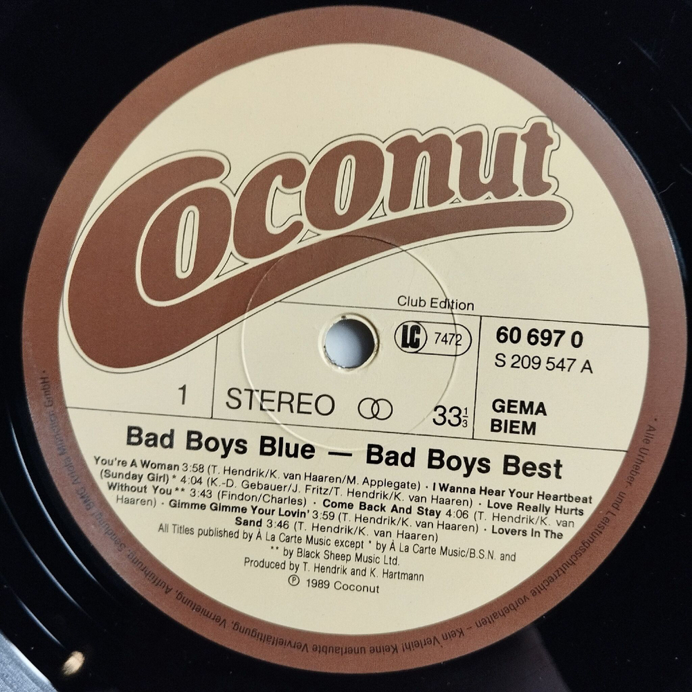 Винтажная виниловая пластинка LP Bad Boys Blue Best (Germany 1989) You are A Woman