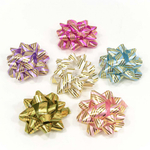 Бант Звезда 6,3см Набор 6 шт "Золотые полоски" (Микс)