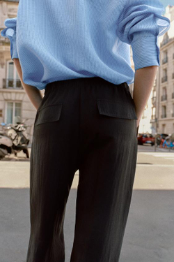 ZARA БРЮКИ С ЭЛАСТИЧНЫМ ПОЯСОМ, ЧЕРНЫЙ