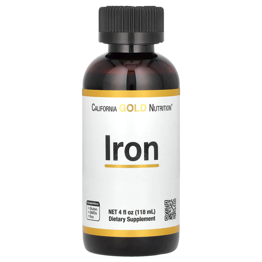 California Gold Nutrition, железо в виде хелатного бисглицината железа с корнем щавеля курчавого, 118 мл (4 жидк. унции)