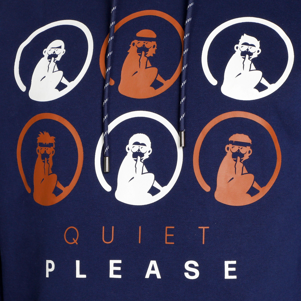 Мужская кофта теннисная Quiet Please Retro Monkey Hoody Men - Dark Blue, Multicoloured