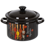 Кастрюля сталь, эмал, 4 л, с крыш, крышка сталь, с декором, Керчь, Карри, 41704-142/6-У4, корич