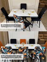 Кухонный раскладной стол "Монако" из керамогранита, белый мрамор