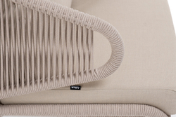 "Милан" кресло плетеное из роупа, каркас алюминий белый муар, роуп бежевый круглый, ткань бежевая 15052