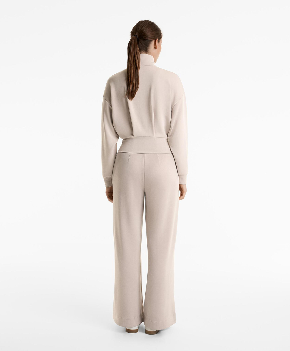 Oysho Толстовка мягкая на ощупь модальная с высоким воротником, бежевый