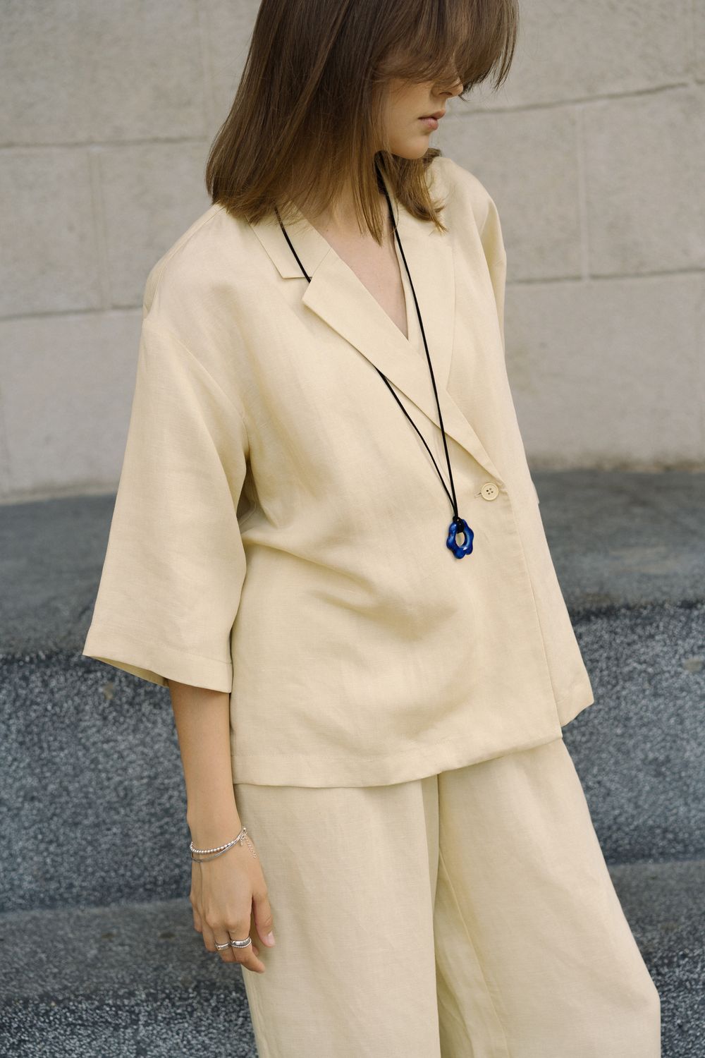 Подвес Цветок maxi на шнурке, синий, керамика