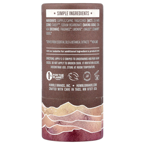 Humble Brands, дезодорант без алюминия, пачули и копал, 75 г (2,65 унции)