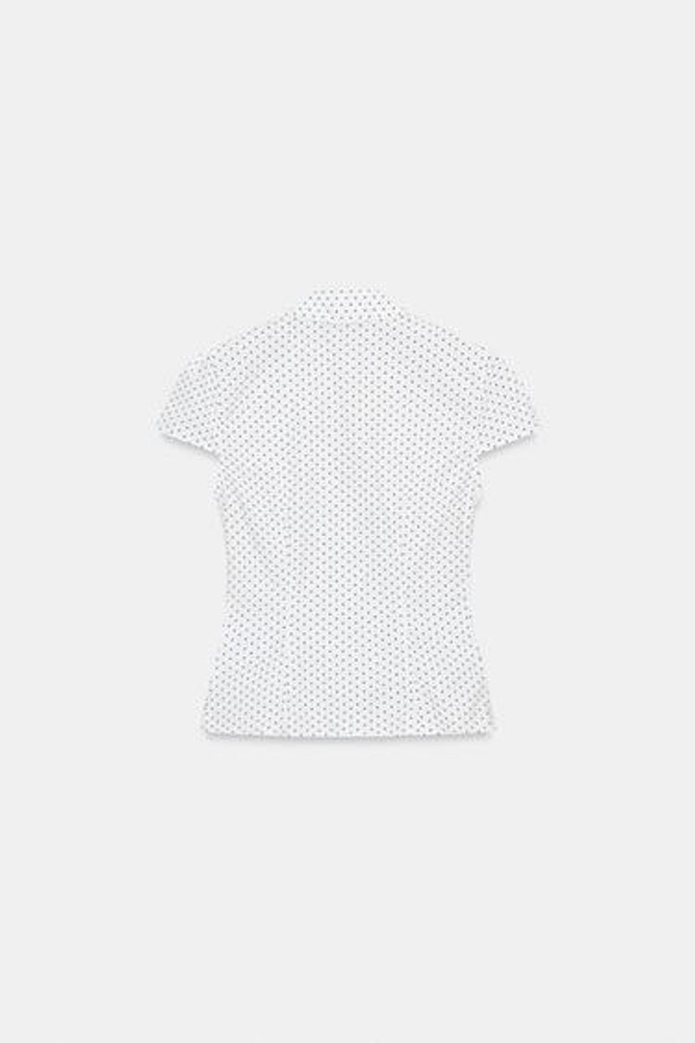 ZARA ТОП ИЗ ПОПЛИНА С ВОЛАНОМ, БЕЛЫЙ/ЧЕРНЫЙ