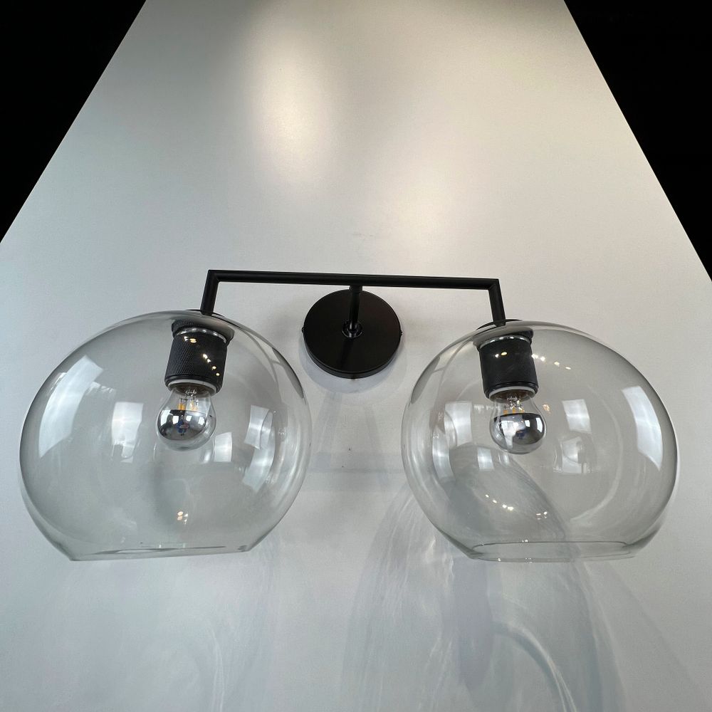 Бра Rh Utilitaire Globe Shade Double Sconce Black By Imperiumloft