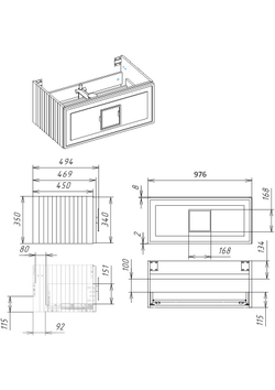 Тумба под раковину La Fenice Cubo Blu Grigio синяя 100 FNC-01-CUB-BG-100