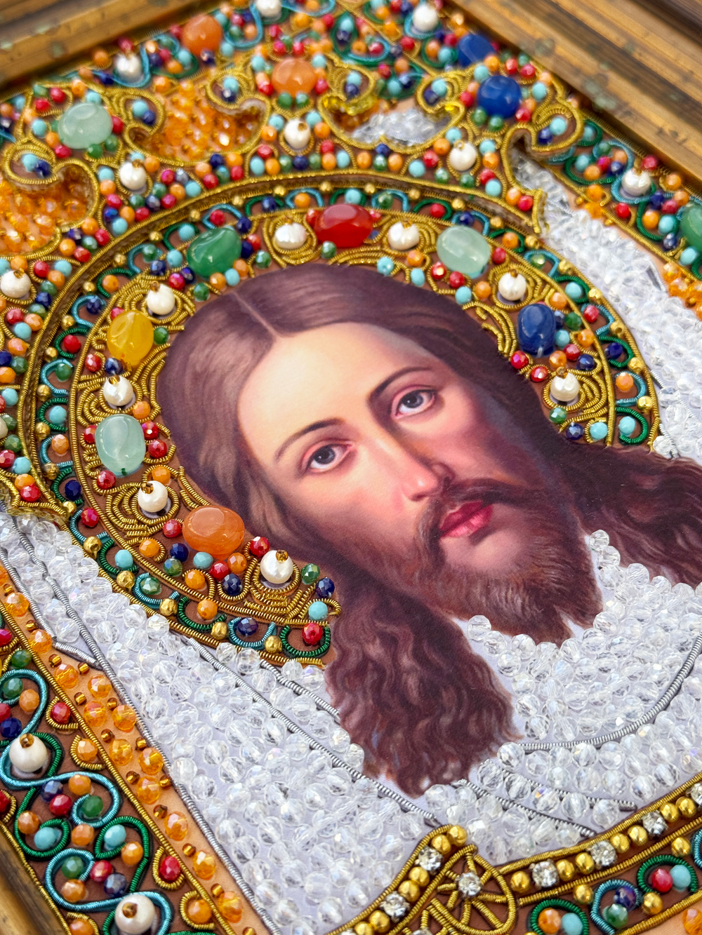 Принт-И21б Ткань с нанесенной авторской схемой Спас нерукотворный