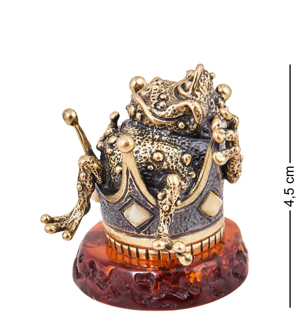 Народные промыслы AM-3897 Фигурка «Лягушка-Царевна Все удалось» (латунь, янтарь)