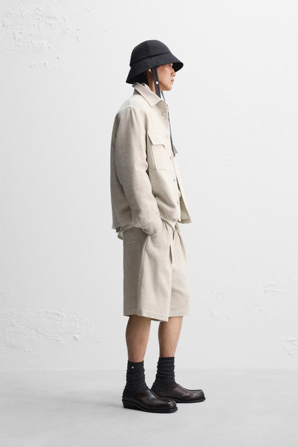 ZARA X NANUSHKA ШОРТЫ-БЕРМУДЫ, ЭКРЮ