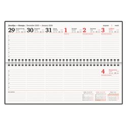 Планинг датированный 2026 305х140 мм BRAUBERG "Select" под кожу черный (117232)