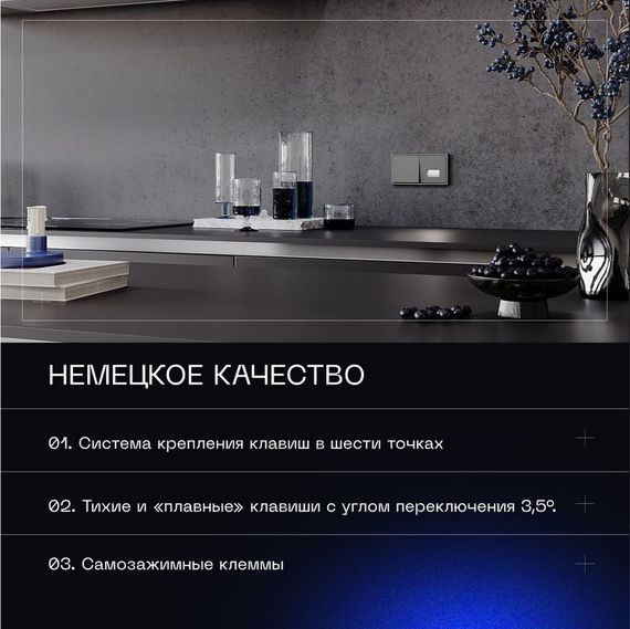 Выключатель встраиваемый Voltum S70 одноклавишный 10А, (титан) VLS010106