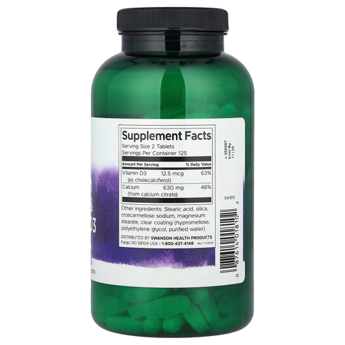 Swanson, цитрат кальция и витамин D3, 250 таблеток