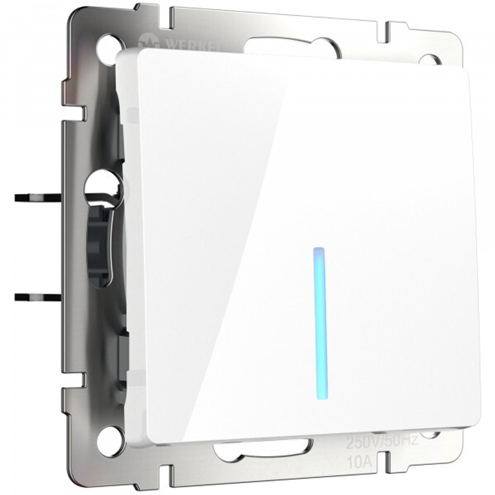 Выключатель одноклавишный с подсветкой (белый)