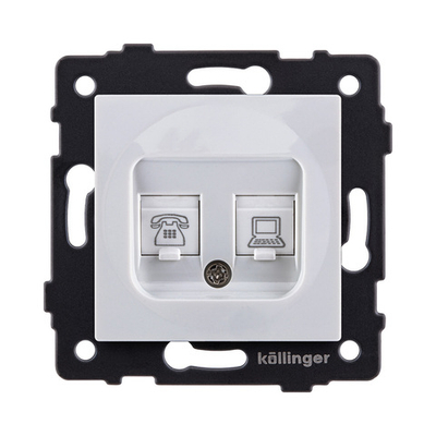 Розетка двойная RJ11 + RJ45 Cat.6, белый Kollinger REA-011WH для Aspekt, Eleganz, Reflex