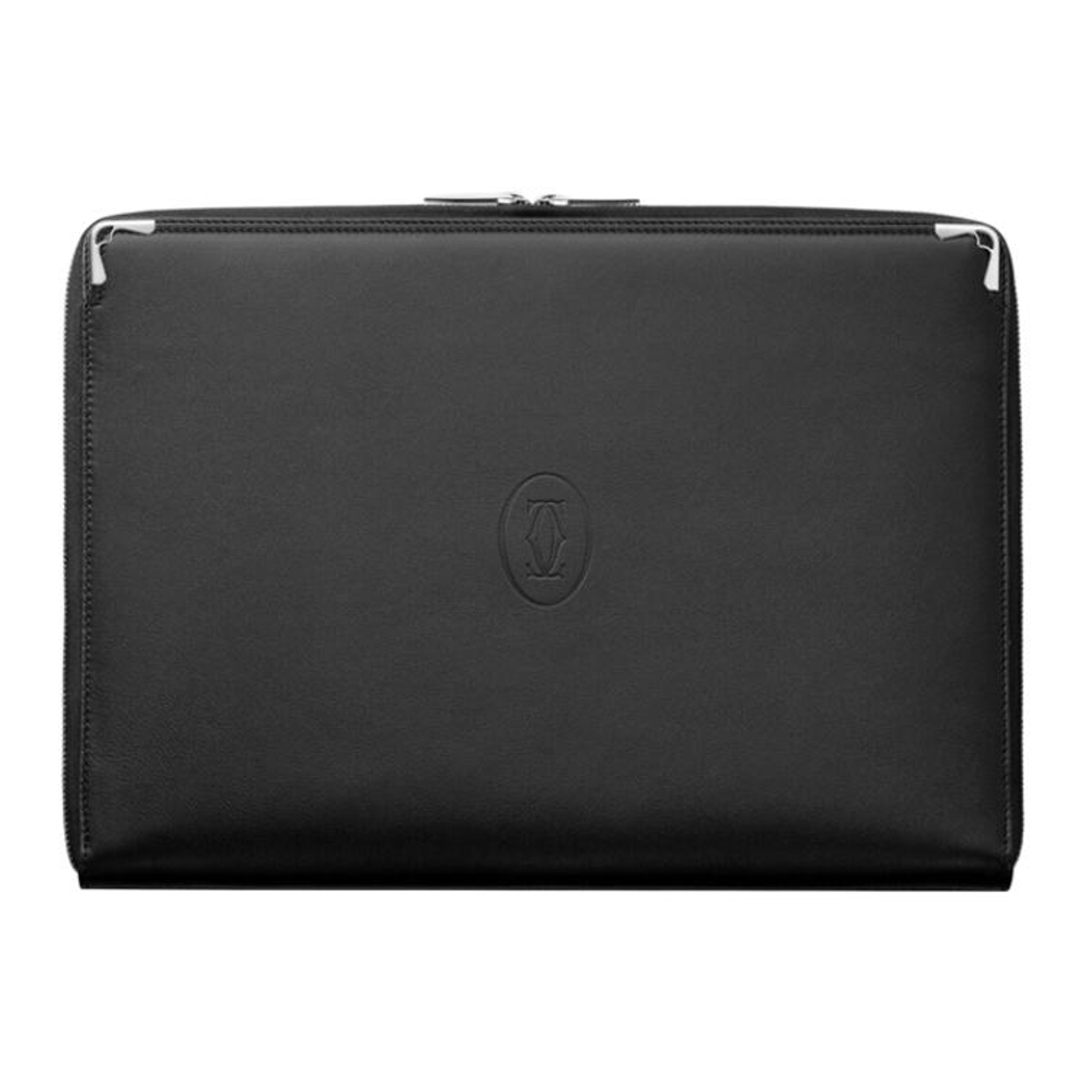 CARTIER Must De Cartier Calfskin Handbag Briefcase Men"s Black