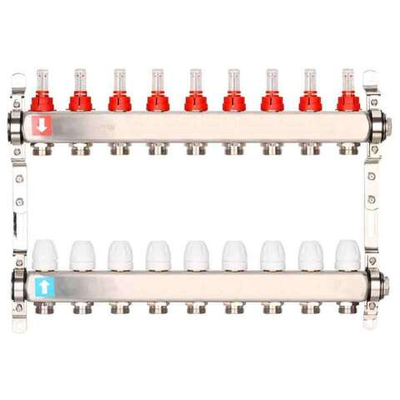 Коллектор на 8 выхода из нерж стали с расходомерми