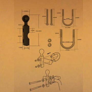 Держатель боковой на руль или бачок типоразмер B шар 1 дюйм алюминий