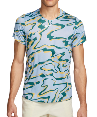 Мужская теннисная футболка Nike Court Dri-Fit Advantage Printed Top - cobalt bliss/white