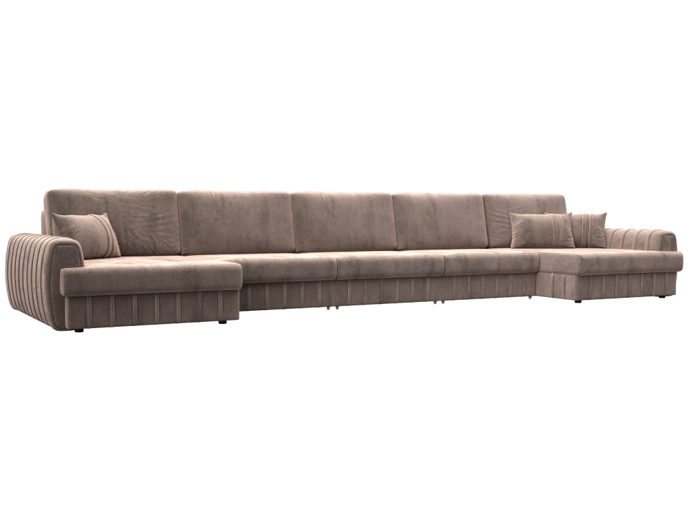 Диван П-образный Лига-057 НПБ МегаЛонг, TOWER 05 бежевый, Велюр, 129362