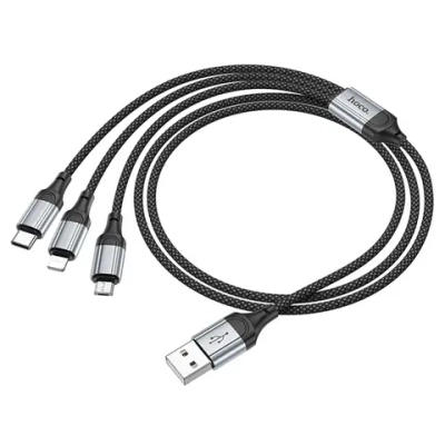Кабель Hoco X102 (USB) 3 в 1 Lightning/Micro USB/Type-C 100см 2.4A (черный)