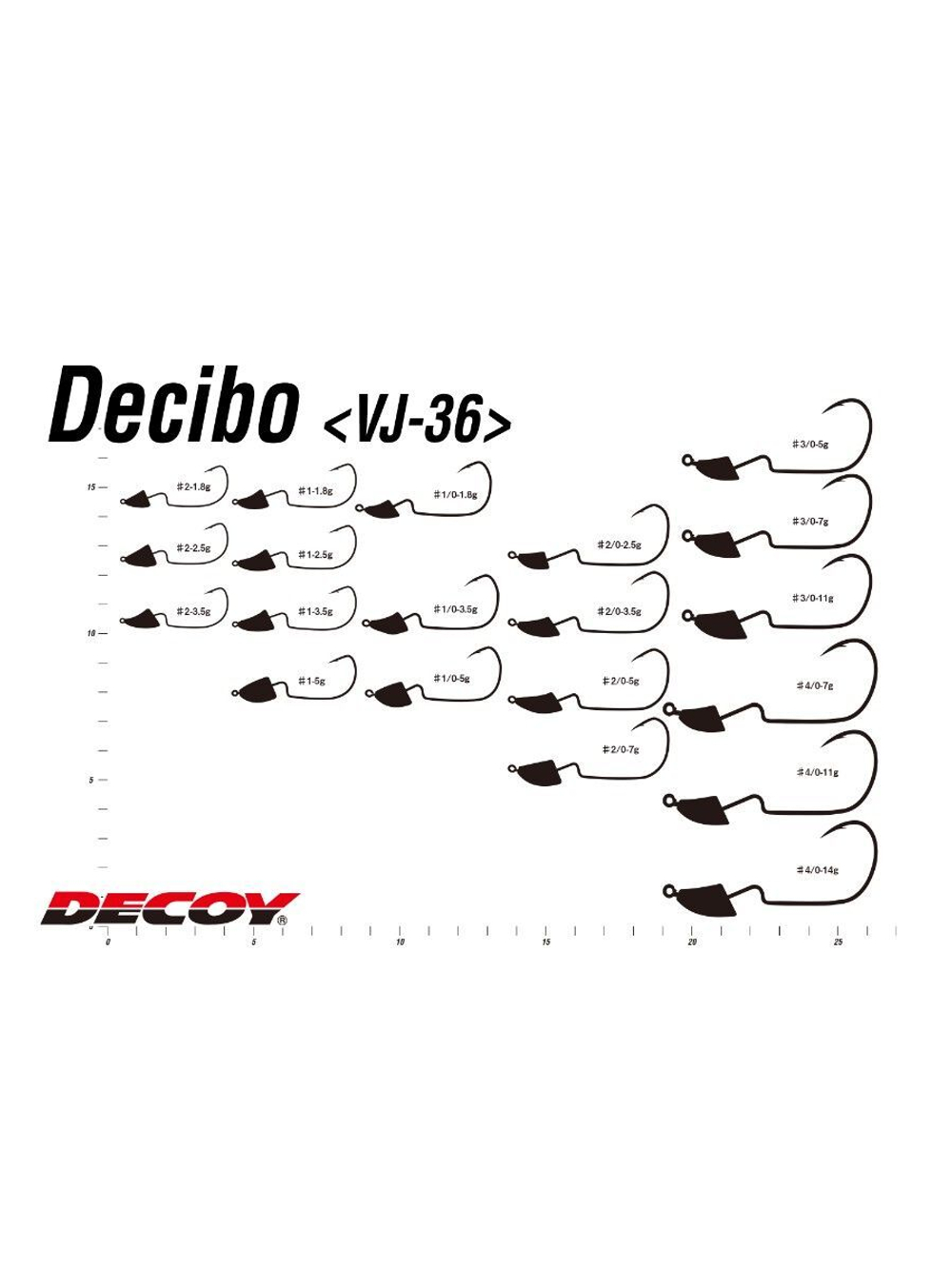 Джиг-головка для рыбалки Decoy VJ-36 Decibo #1/0-1/8oz. 3.5г (в упаковке 5 штук)