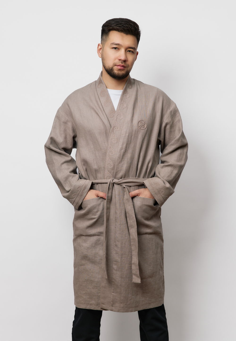 Шапан льняной длинный OYU TOLQYN BEIGE