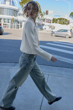 ZARA КОРОТКИЙ ДВУБОРТНЫЙ БЛЕЙЗЕР, ЭКРЮ