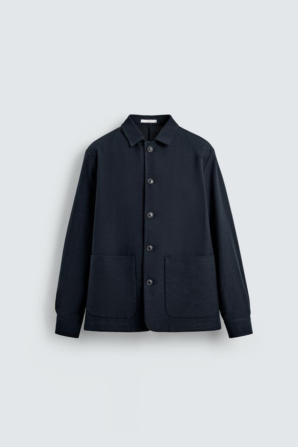 ZARA КУРТКА-РУБАШКА КЛАССИЧЕСКОГО КРОЯ С РЕЛЬЕФНОЙ ТЕКСТУРОЙ, МОРСКОЙ СИНИЙ