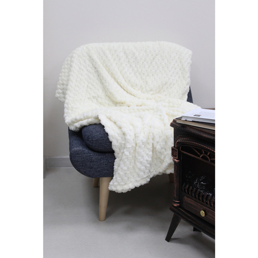 Плед 150*200см «Pompon», цвет жемчуг, микрофлис, 240 гр/м²