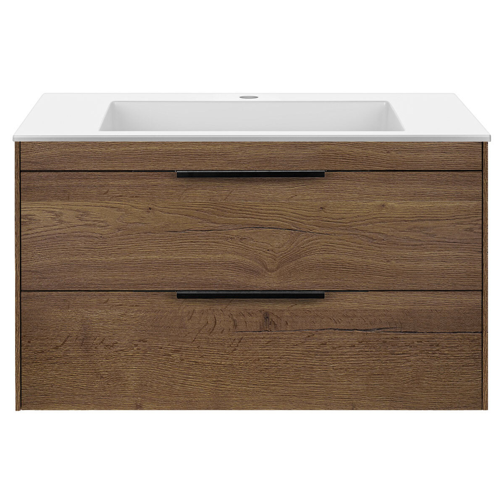 База под раковину Chiara 2D 800 подвесная, 2 выкатных ящика soft-close, T.Oak