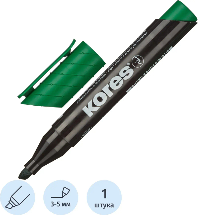 Маркер перманентный KORES зеленый 3-5 мм скошенный наконечник 20955