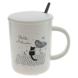 GAEM Кружка с крышкой и ложкой, 350 мл, L11,5 W8 H11 см, 4в.