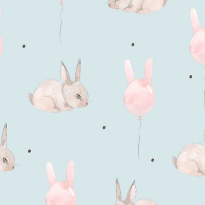 Зайцы и шары на голубом