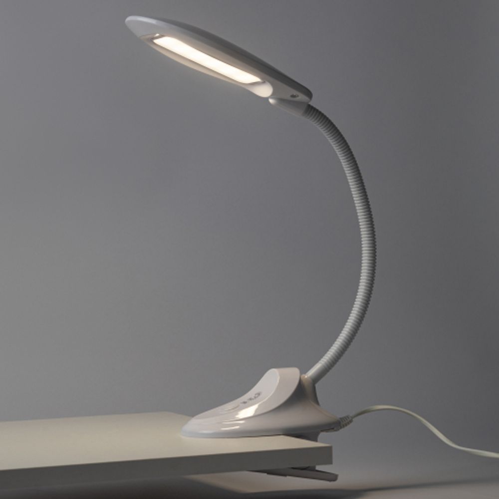 Настольный светильник ЭРА NLED-478-8W-W светодиодный на прищепке белый | Светодиодные настольные лампы