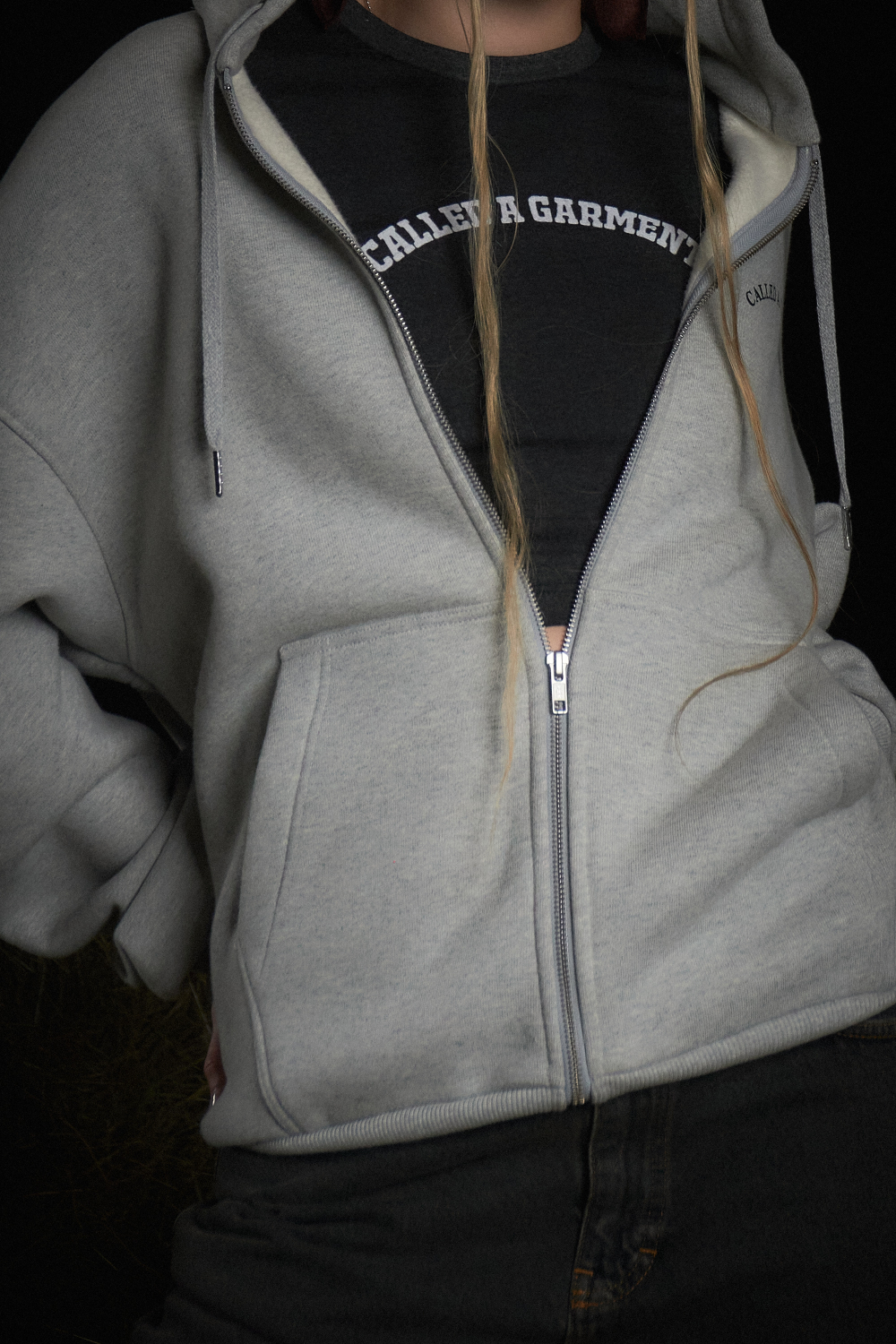 Худи Called a Garment Stamp Heavy Cotton Zip Hoodie "Grey Melange"