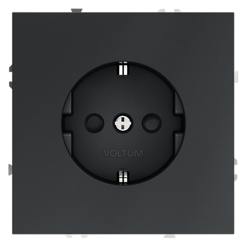Розетка встраиваемая VOLTUM S70 с заземлением и защитными шторками, 16А, (графит)