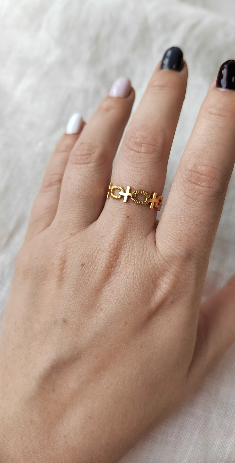 kst003-з Кольцо "Звенья цепи" 6мм, разъемное, нерж. сталь, позолота