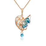 Подвеска «Крыло бабочки» (пожелание здоровья) из комбинированного золота с топазами и эмалью