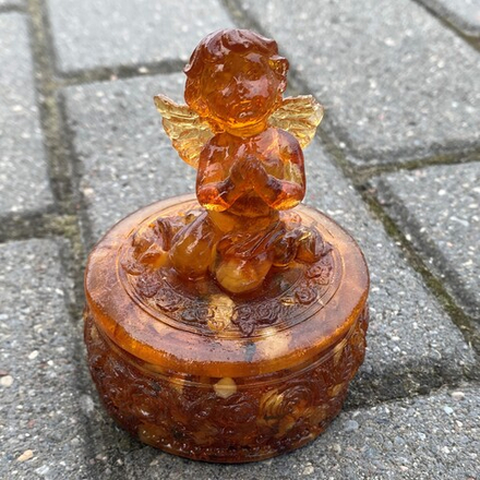 Шкатулка с ангелом (круглая)