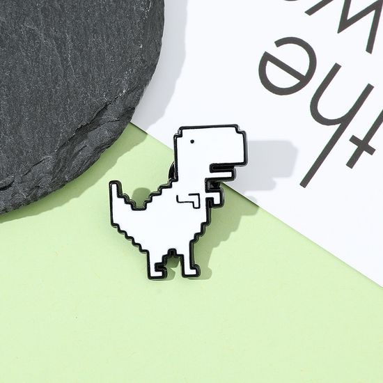 Значок металлический "Нет интернета - прыгай с динозавром через кактусы", р-р 3х2,5 см