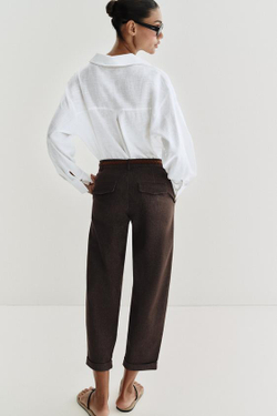 ZARA БРЮКИ ЧИНОС С ПЛЕТЕНЫМ РЕМНЕМ, КОРИЧНЕВЫЙ